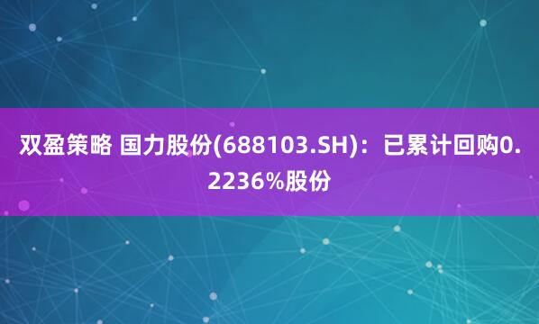 双盈策略 国力股份(688103.SH)：已累计回购0.2236%股份